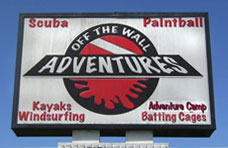 Off the Wall Adventures sign