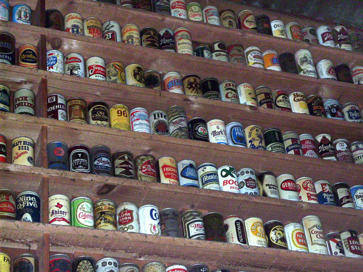 wall of cans