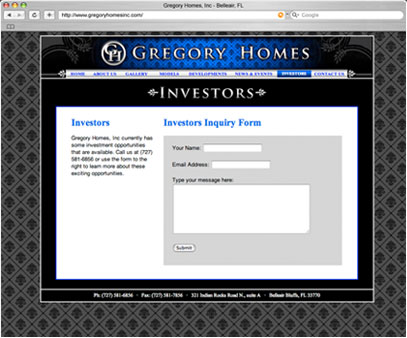 investors webpage