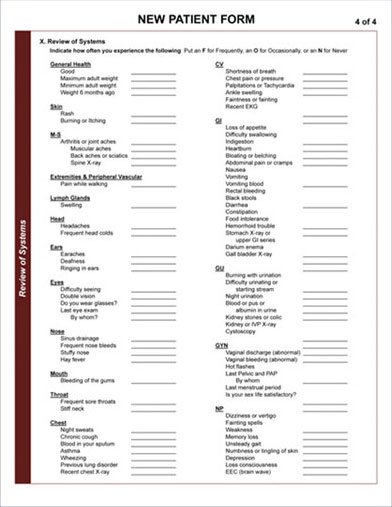 New Patient Form, page 3